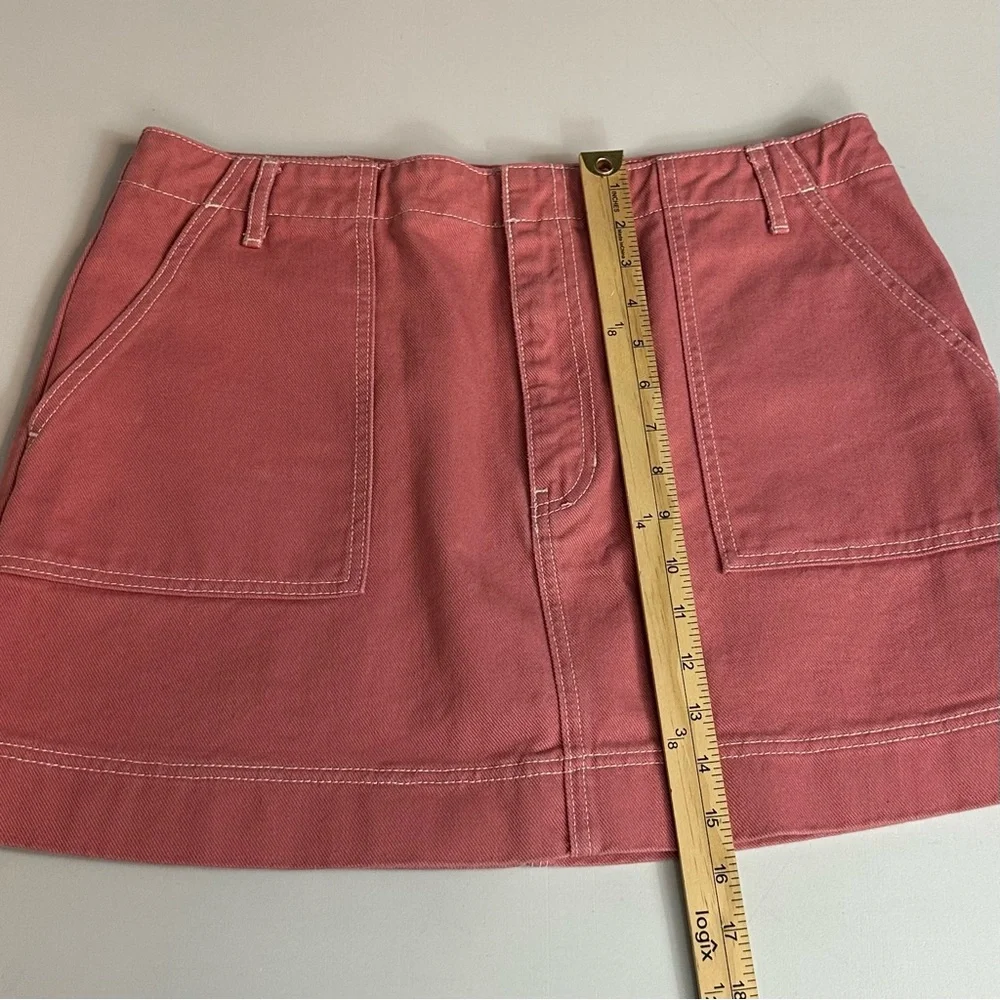 American Apparel Classic High Rise Denim Utility Mini Skirt Dusty Rose Size XL